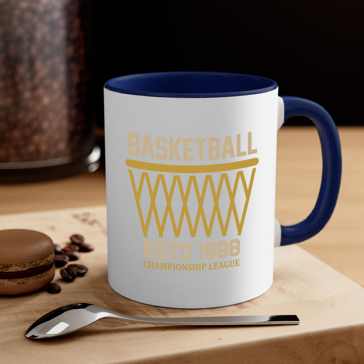 Basketball estd 1437# Mug with colored handle and glossy finish, available in multiple colors.