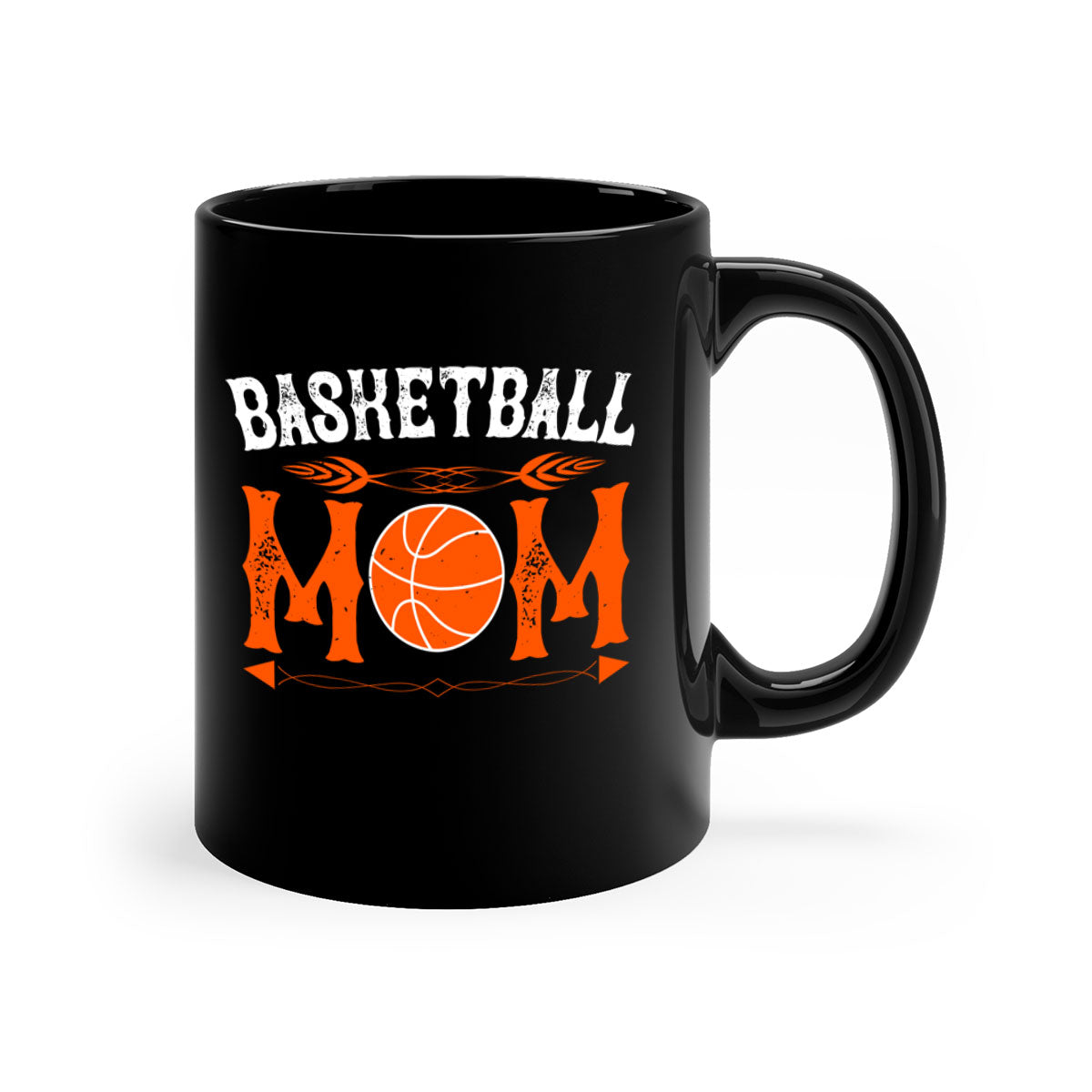 Basketball Mom Mug featuring a glossy finish, colored handle, and interior, available in multiple colors and sizes.
