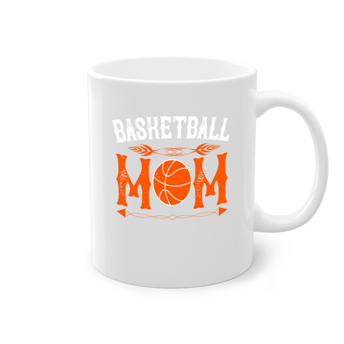 Basketball Mom Mug featuring a glossy finish, colored handle, and interior, available in multiple colors and sizes.