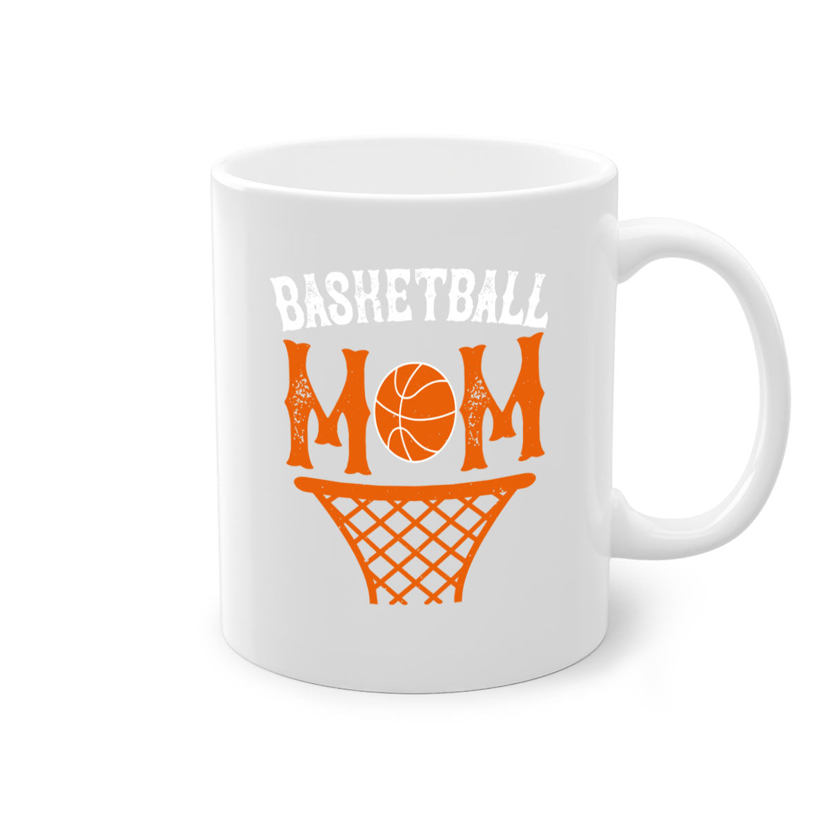 Basketball Mom Mug featuring a glossy finish with a colored handle and interior, available in five vibrant colors and two sizes.