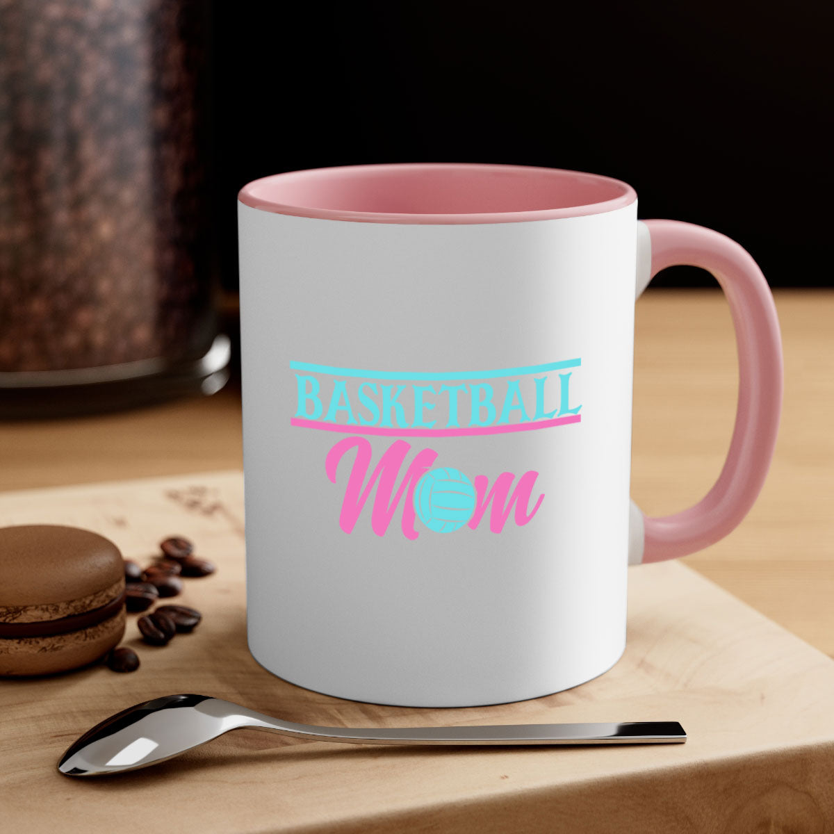 Basketball Mom 2011 Mug with colorful handle and glossy finish, available in multiple colors and sizes.