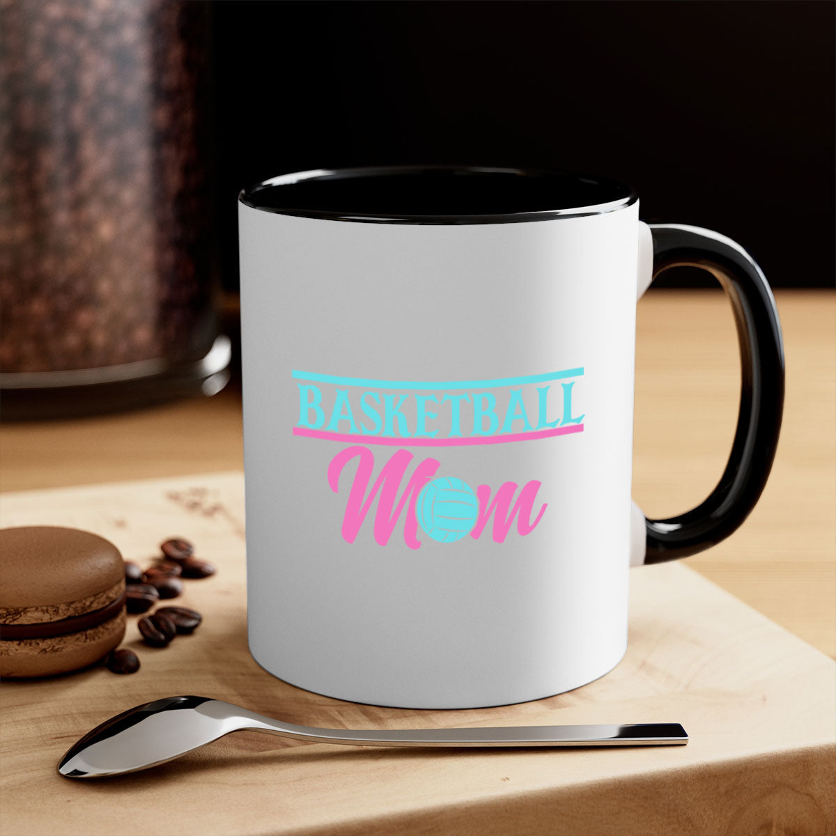 Basketball Mom 2011 Mug with colorful handle and glossy finish, available in multiple colors and sizes.