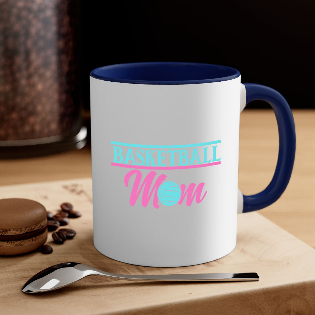 Basketball Mom 2011 Mug with colorful handle and glossy finish, available in multiple colors and sizes.