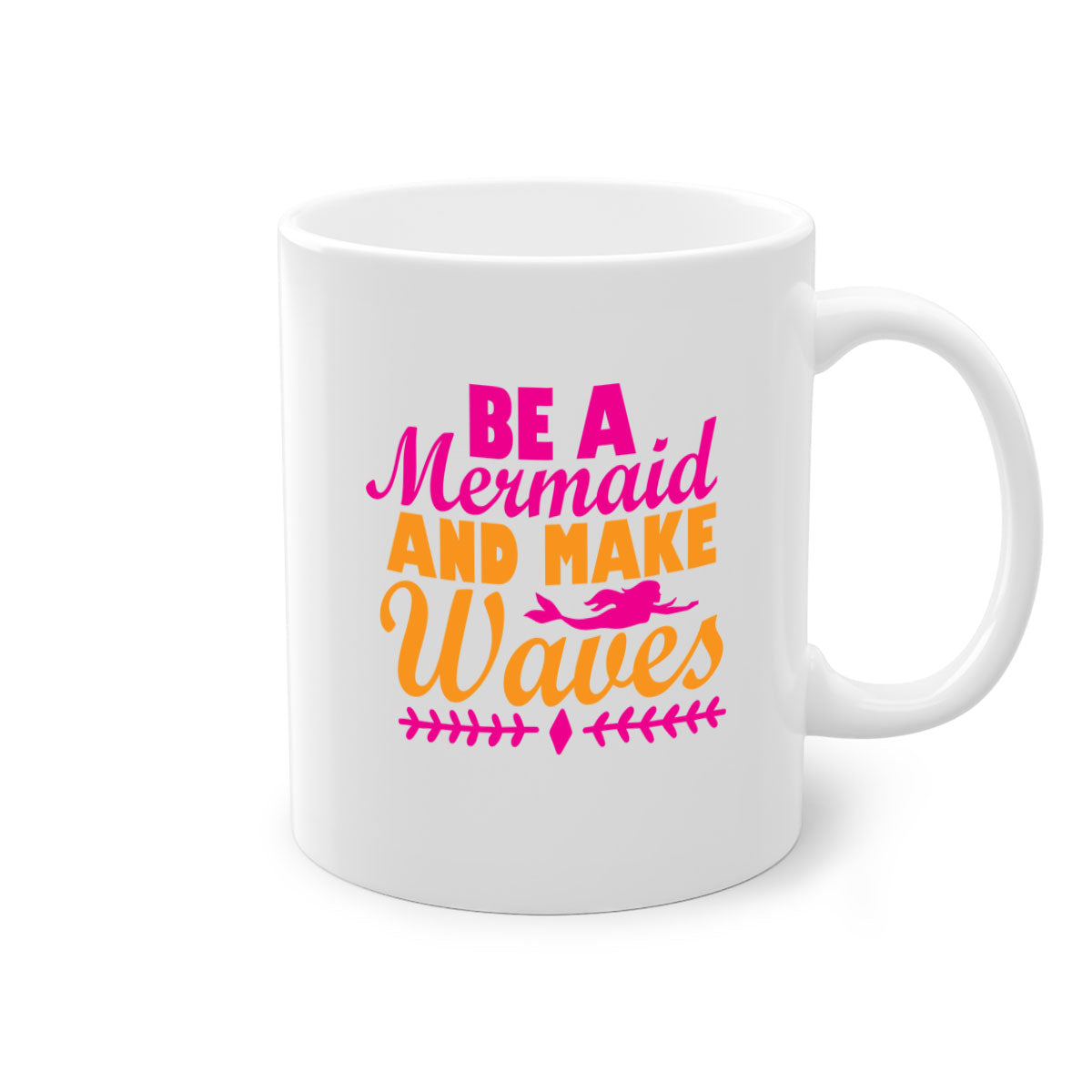 Be A Mermaid And Make Waves Mug with colorful handle and interior, showcasing a glossy finish and two-tone design.