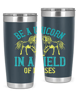 Be a Unicorn in a Field of Horses Style 12# 20oz stainless steel tumbler with vibrant design and drink-thru lid.