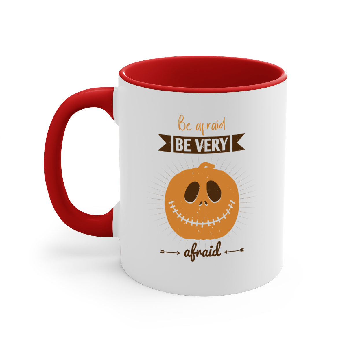 Be Afraid Be Very Afraid 151# Halloween Mug with colorful handle and glossy finish, perfect for coffee and tea lovers.