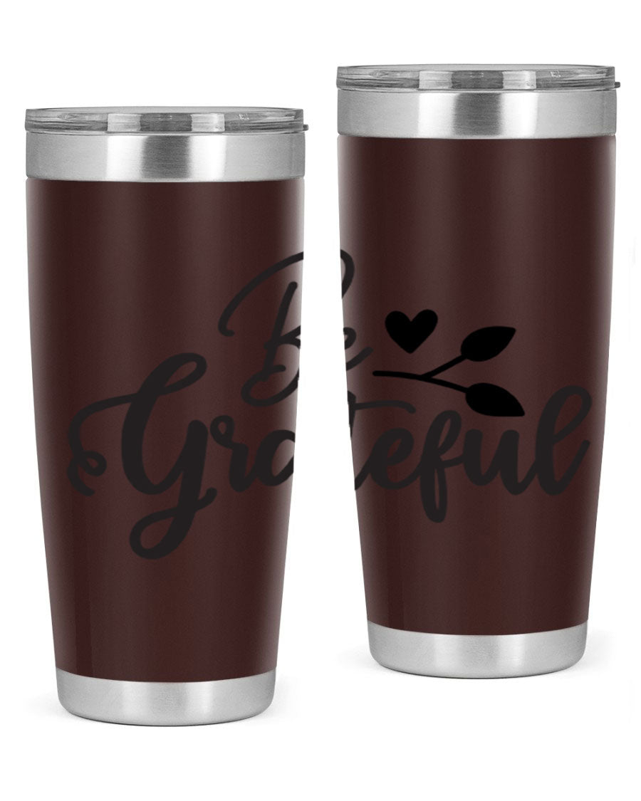 Be Grateful 20oz Tumbler made of stainless steel with a copper lining, featuring a drink-thru lid and a stylish design.
