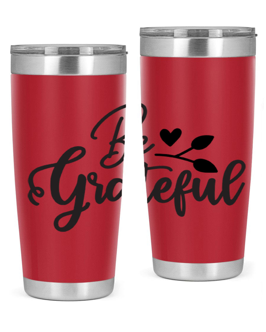 Be Grateful 20oz Tumbler made of stainless steel with a copper lining, featuring a drink-thru lid and a stylish design.