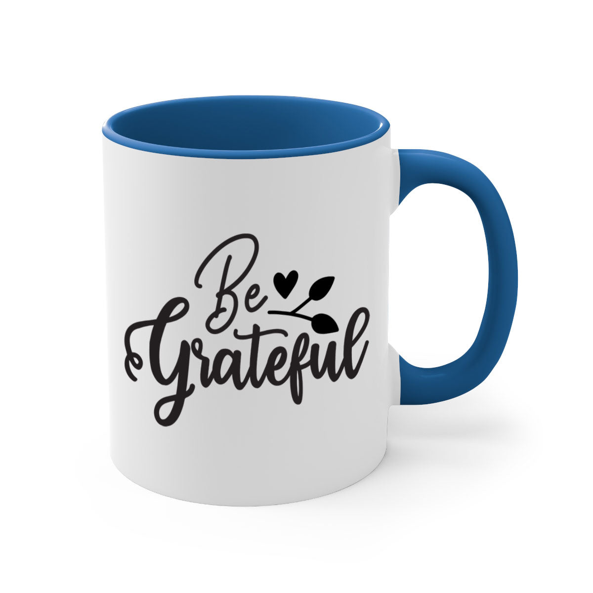 Be Grateful 3# Kitchen Mug with colorful handle and glossy finish, available in multiple colors and sizes.