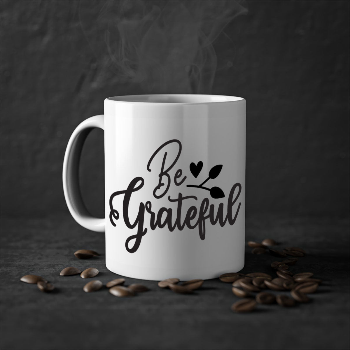 Be Grateful 3# Kitchen Mug with colorful handle and glossy finish, available in multiple colors and sizes.