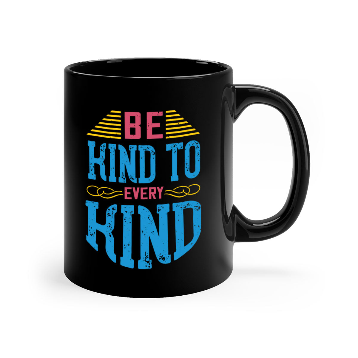 Be Kind to Every Kind Vegan Mug with colorful handle and glossy finish, available in multiple sizes.