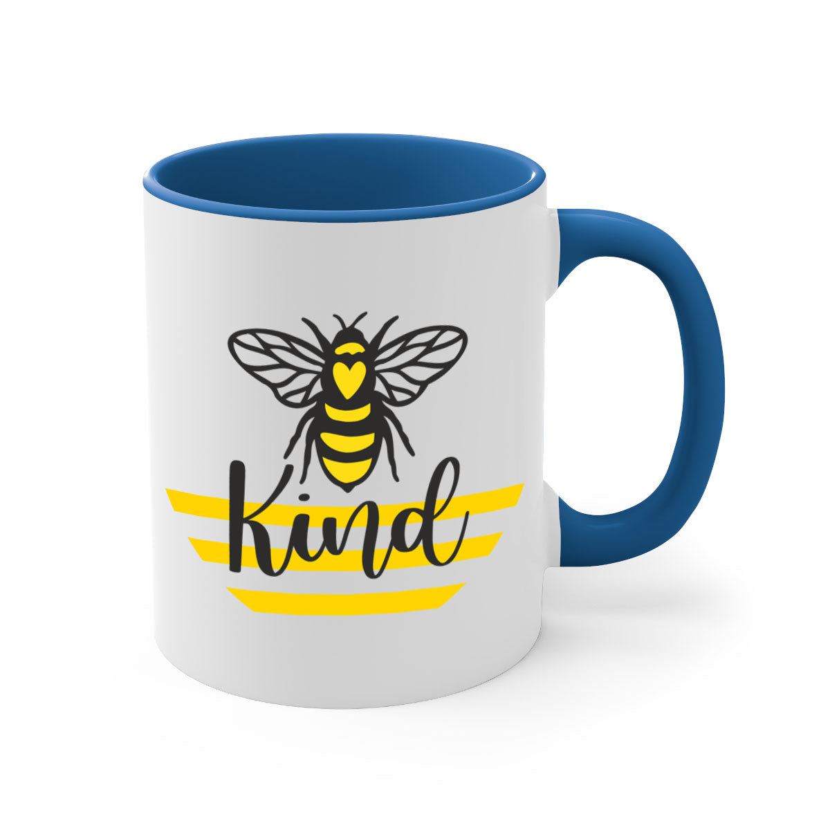 Bee Kind32# Mug featuring a two-tone design with a colored handle and glossy finish, available in multiple colors.