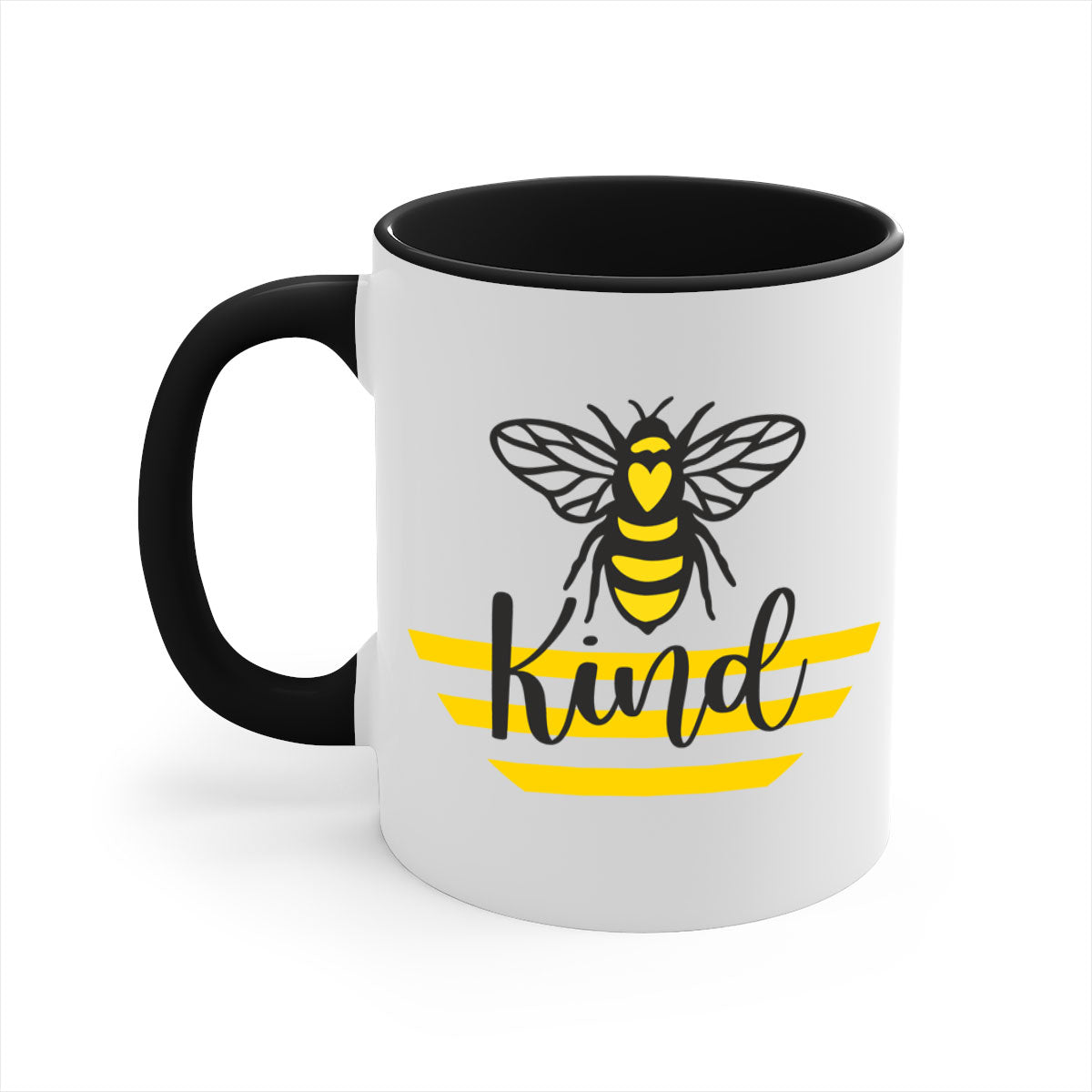 Bee Kind32# Mug featuring a two-tone design with a colored handle and glossy finish, available in multiple colors.