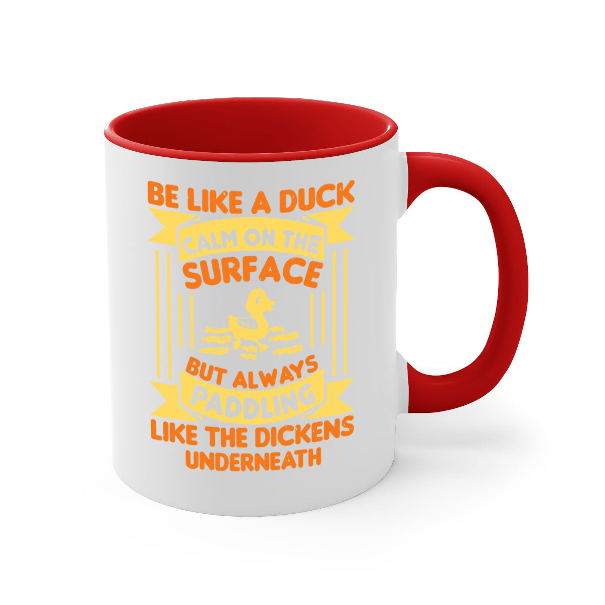 Be like a duck Style 17# Mug featuring a two-tone design with a colored handle and glossy finish, available in multiple colors.