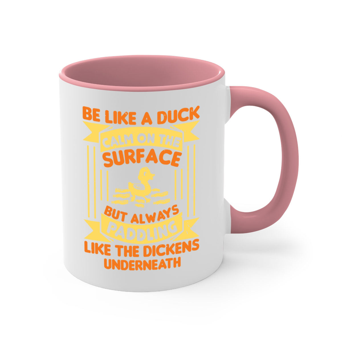 Be like a duck Style 17# Mug featuring a two-tone design with a colored handle and glossy finish, available in multiple colors.