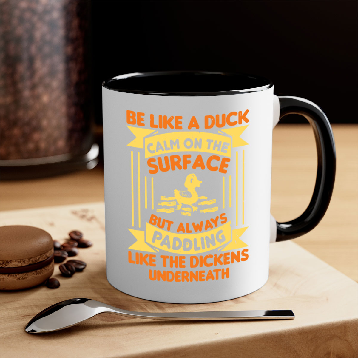 Be like a duck Style 17# Mug featuring a two-tone design with a colored handle and glossy finish, available in multiple colors.