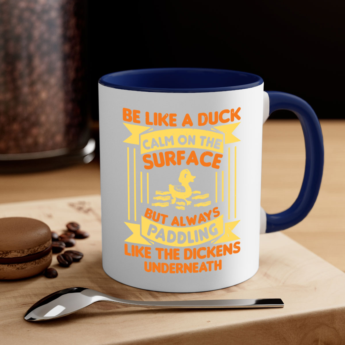 Be like a duck Style 17# Mug featuring a two-tone design with a colored handle and glossy finish, available in multiple colors.