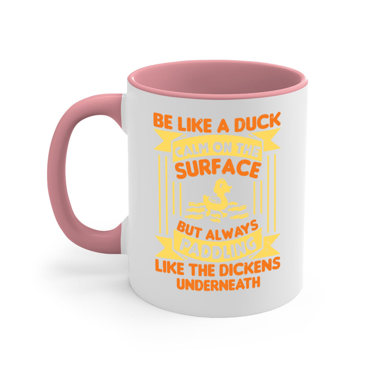 Be like a duck Style 17# Mug featuring a two-tone design with a colored handle and glossy finish, available in multiple colors.