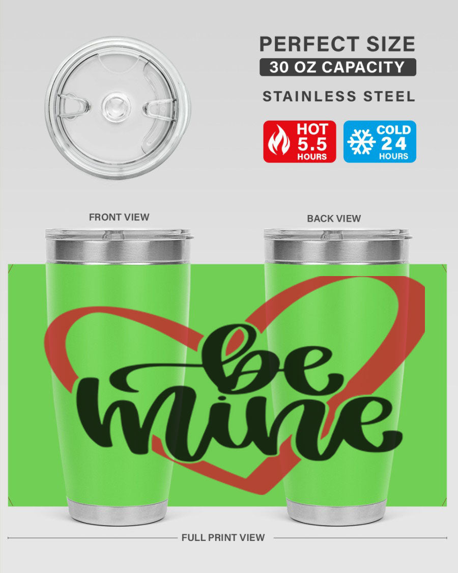 Be Mine 29# Valentine's Day Tumbler in stainless steel with a stylish design, perfect for hot and cold beverages.
