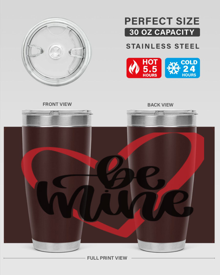 Be Mine 29# Valentine's Day Tumbler in stainless steel with a stylish design, perfect for hot and cold beverages.