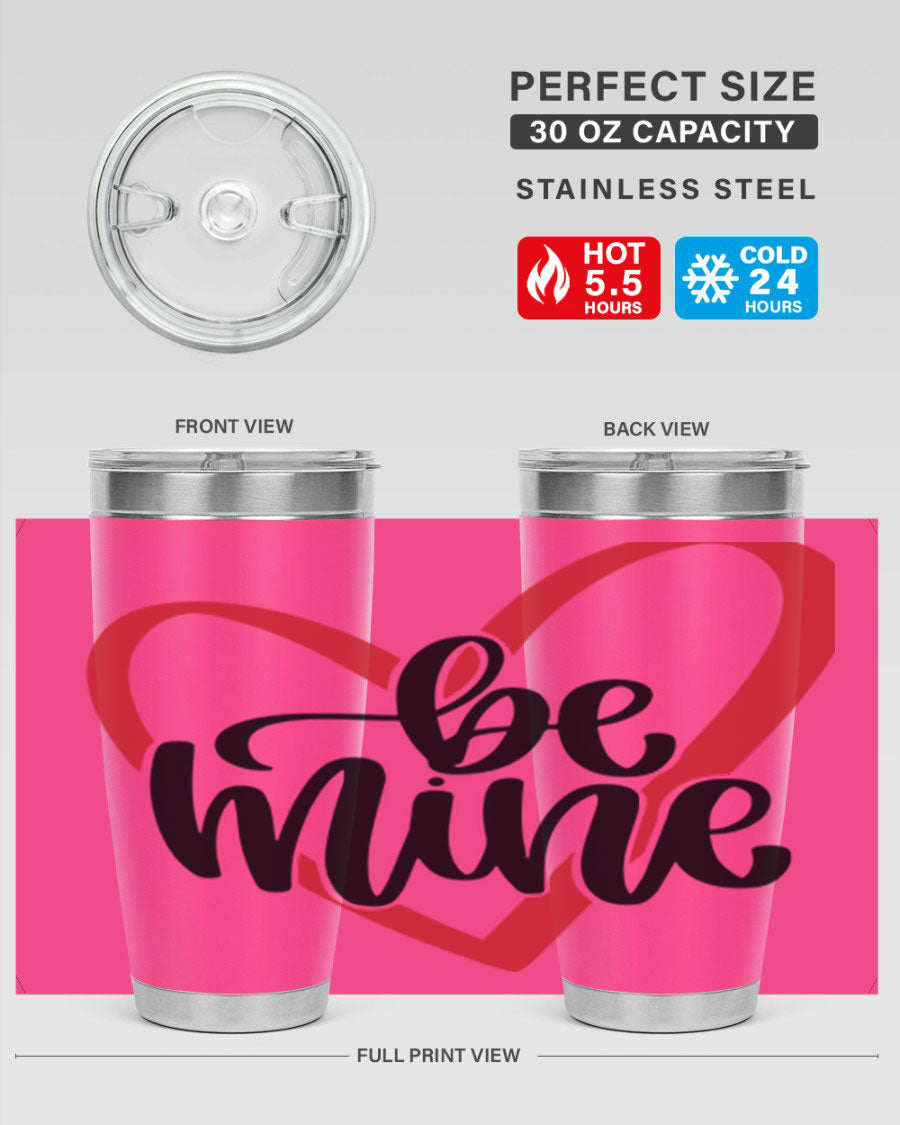 Be Mine 29# Valentine's Day Tumbler in stainless steel with a stylish design, perfect for hot and cold beverages.