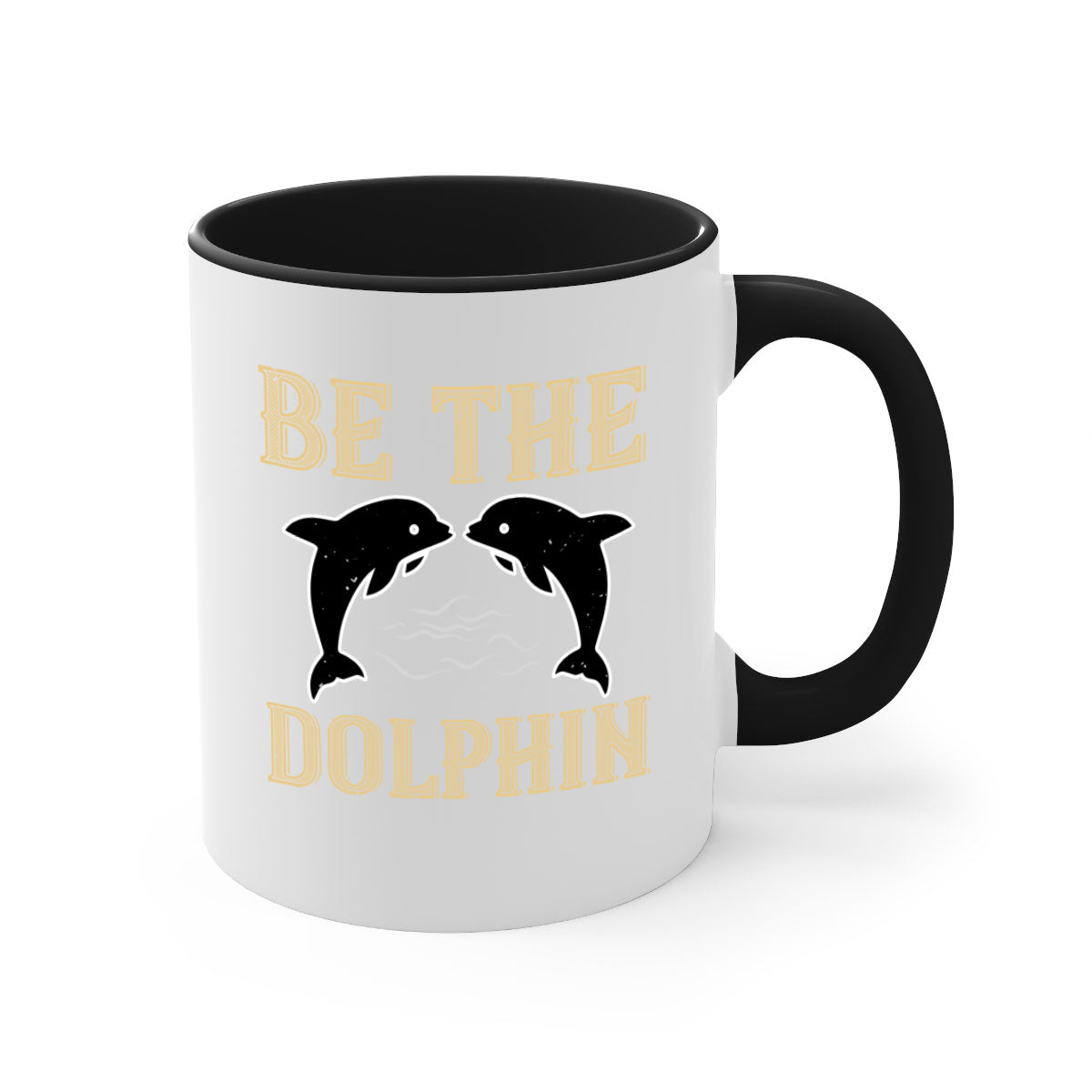 Be the Dolphin 1428# Mug featuring a two-tone design with a colored handle and glossy finish, available in multiple colors.