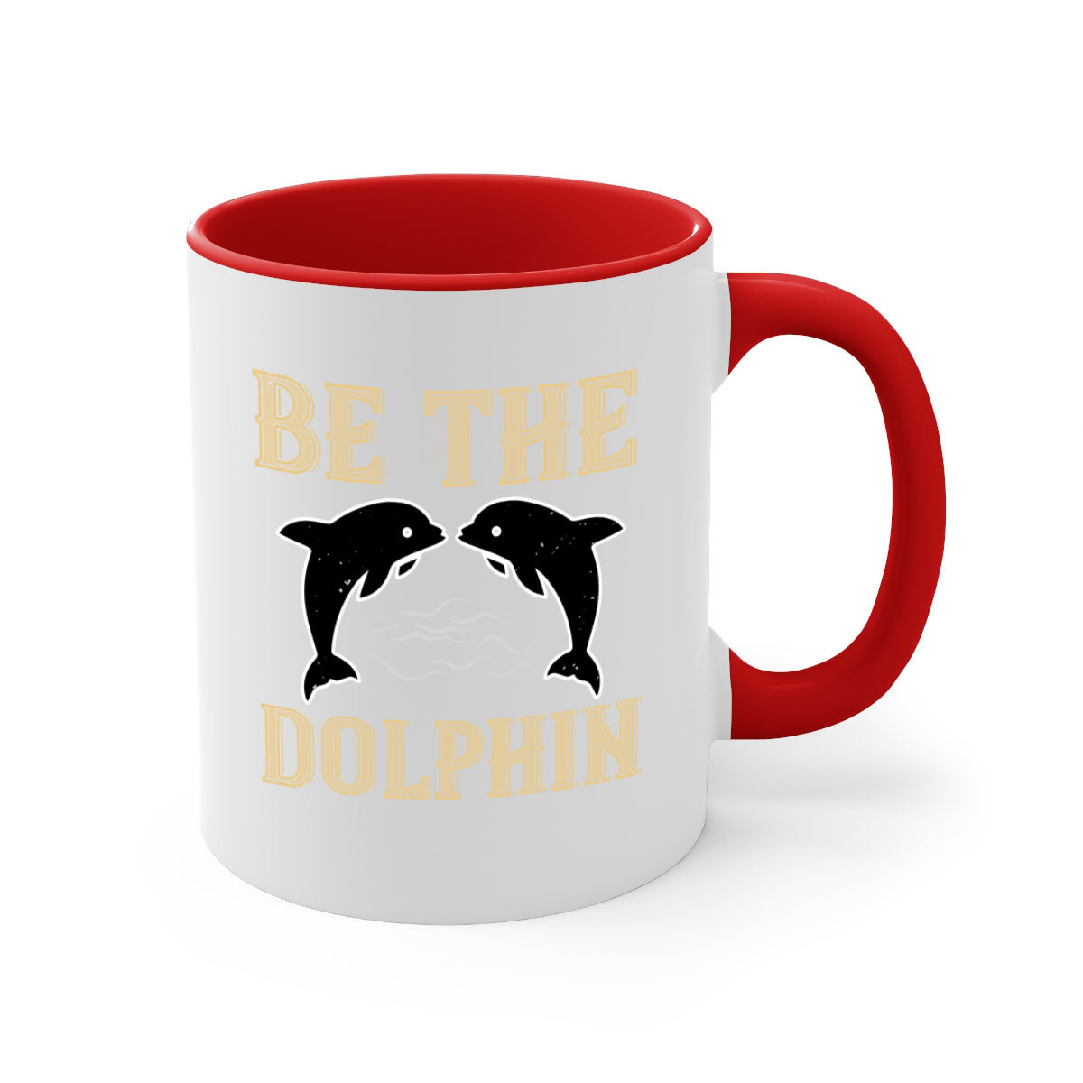 Be the Dolphin 1428# Mug featuring a two-tone design with a colored handle and glossy finish, available in multiple colors.