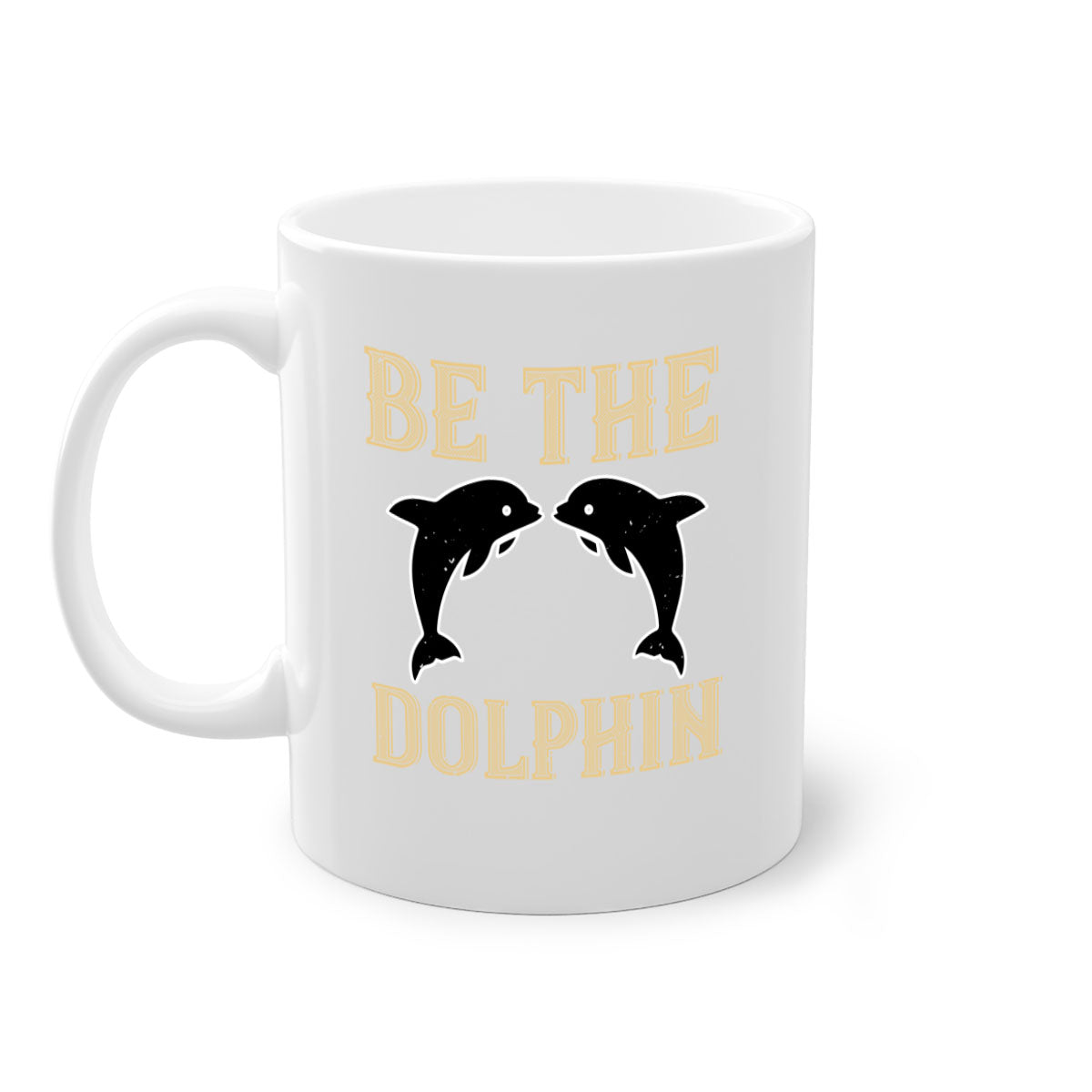 Be the Dolphin 1428# Mug featuring a two-tone design with a colored handle and glossy finish, available in multiple colors.