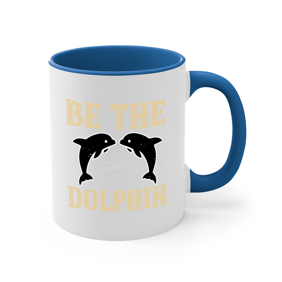 Be the Dolphin 1428# Mug featuring a two-tone design with a colored handle and glossy finish, available in multiple colors.