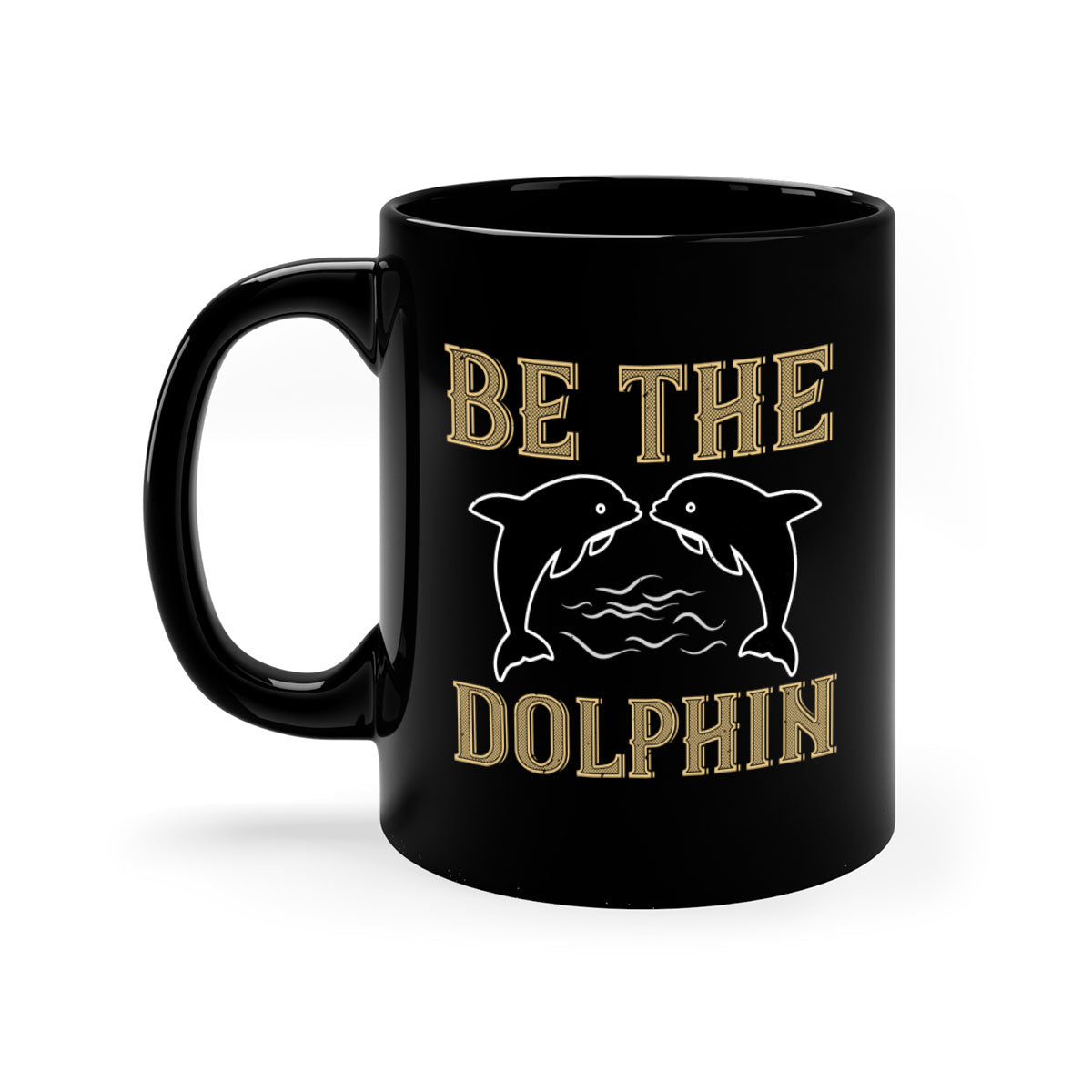Be the Dolphin 1428# Mug featuring a two-tone design with a colored handle and glossy finish, available in multiple colors.