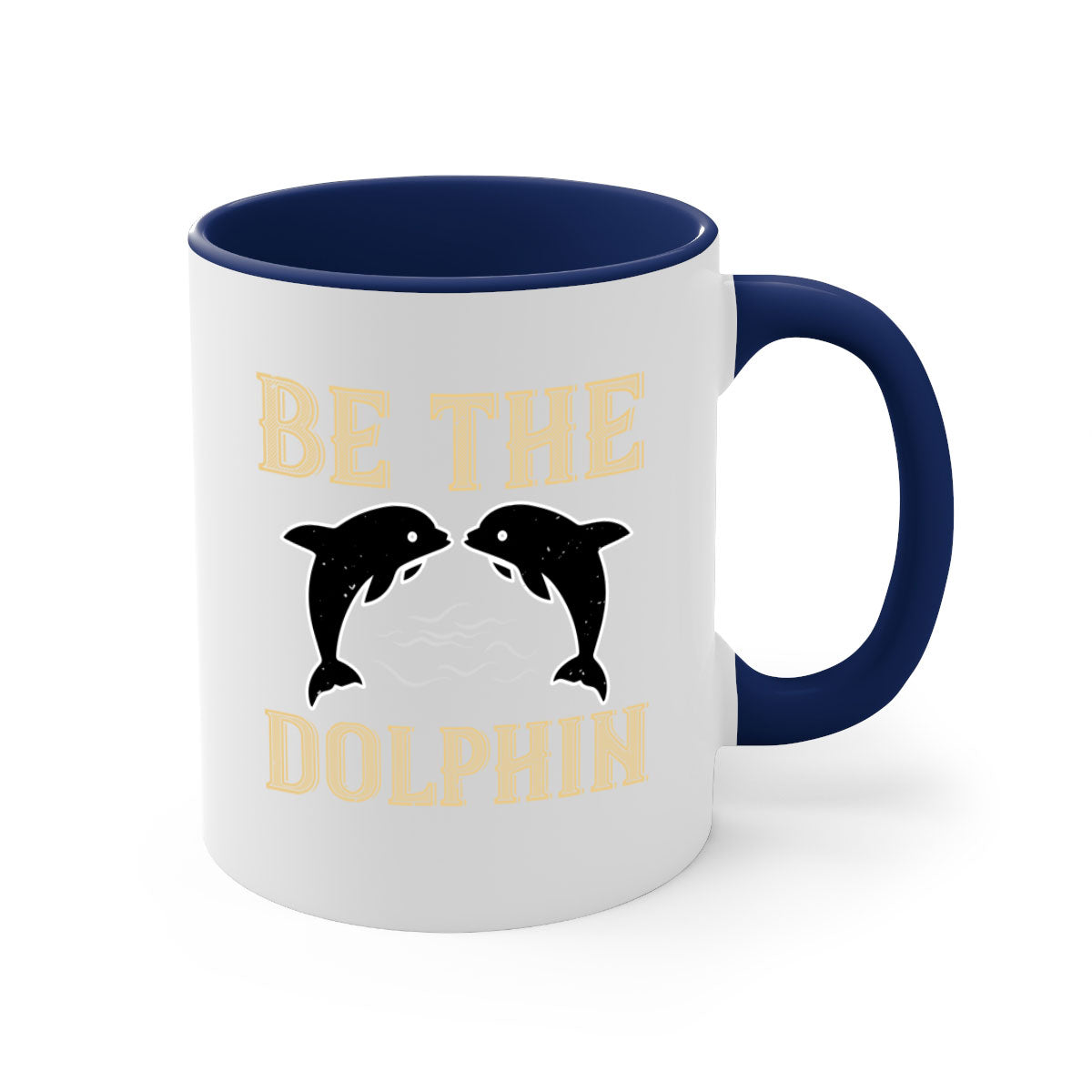 Be the Dolphin 1428# Mug featuring a two-tone design with a colored handle and glossy finish, available in multiple colors.