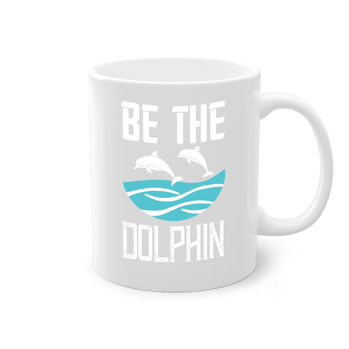 Be the Dolphin 1429# Mug featuring a glossy finish, colored handle, and interior in five vibrant colors.