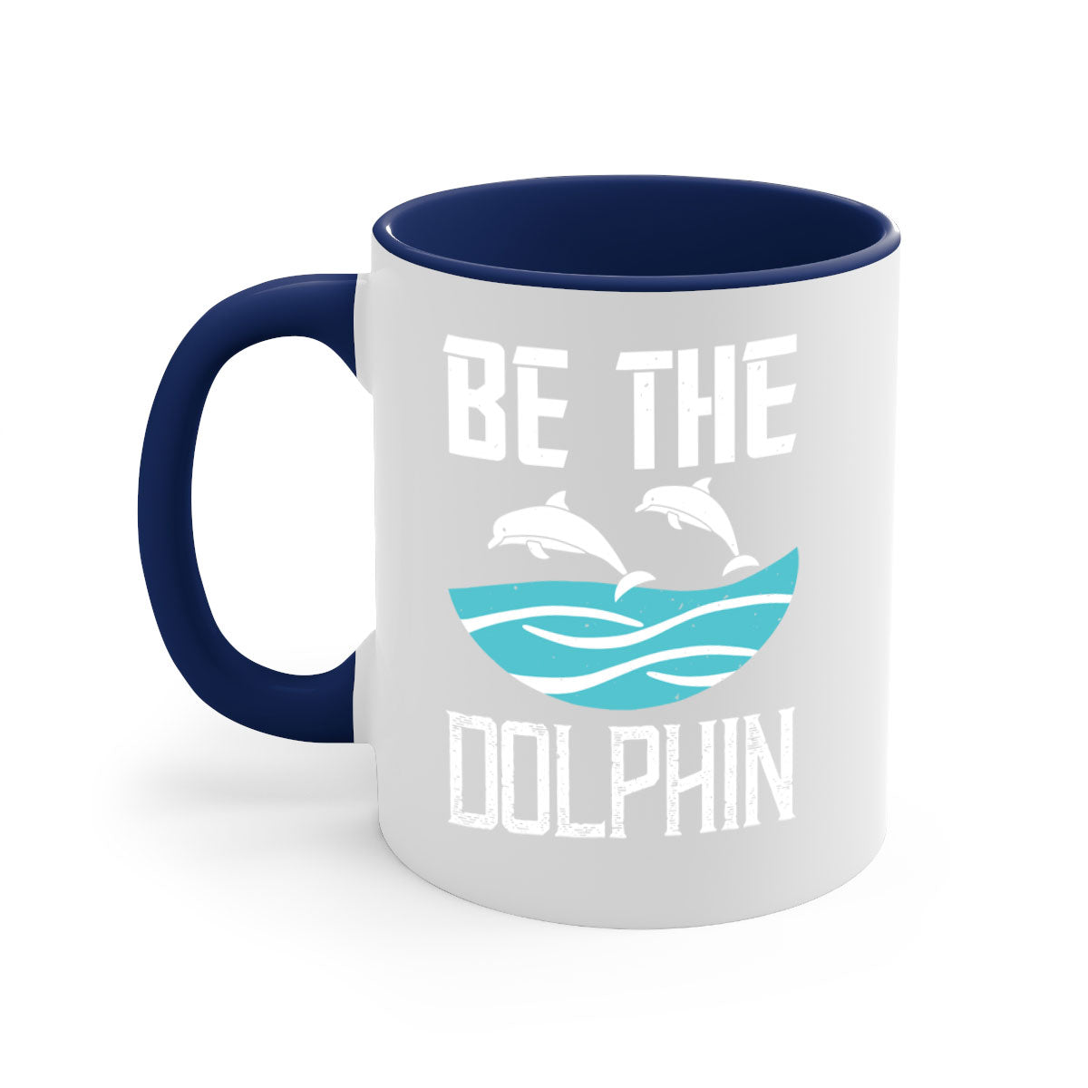 Be the Dolphin 1429# Mug featuring a glossy finish, colored handle, and interior in five vibrant colors.