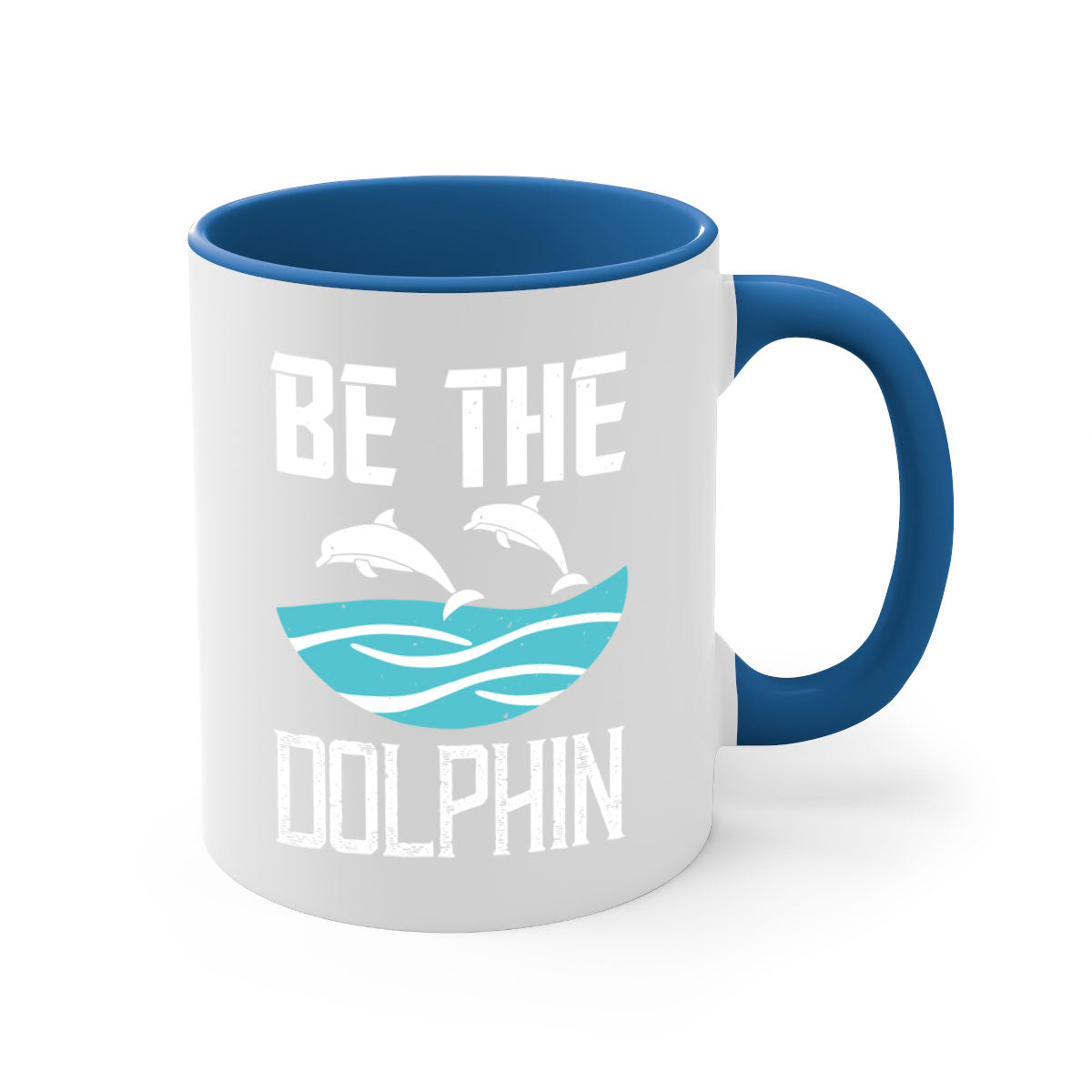 Be the Dolphin 1429# Mug featuring a glossy finish, colored handle, and interior in five vibrant colors.