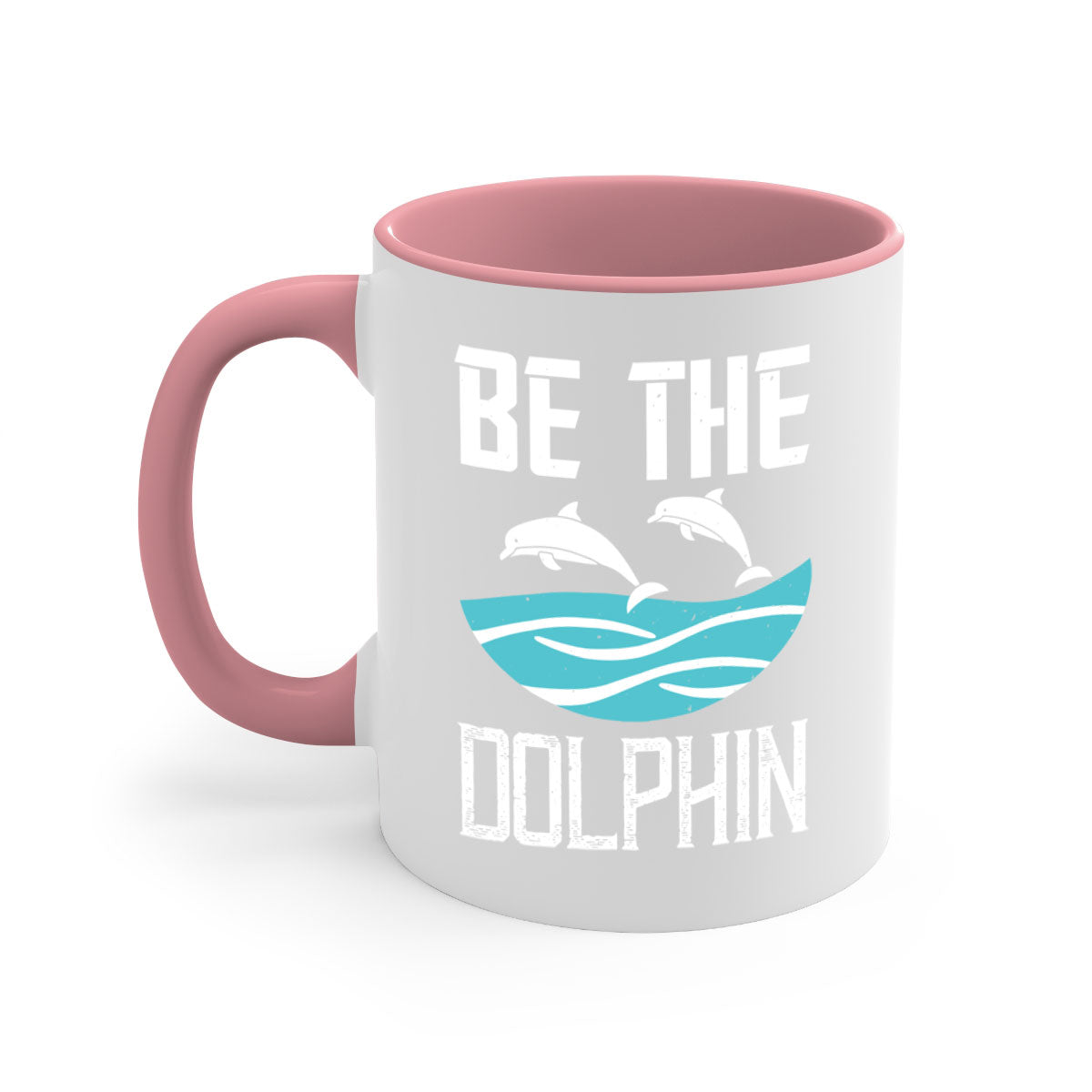 Be the Dolphin 1429# Mug featuring a glossy finish, colored handle, and interior in five vibrant colors.