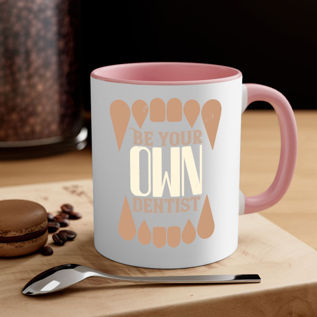 Be Your Own Dentist Style 2# Mug featuring a two-tone design with a colored handle and glossy finish, available in multiple colors.