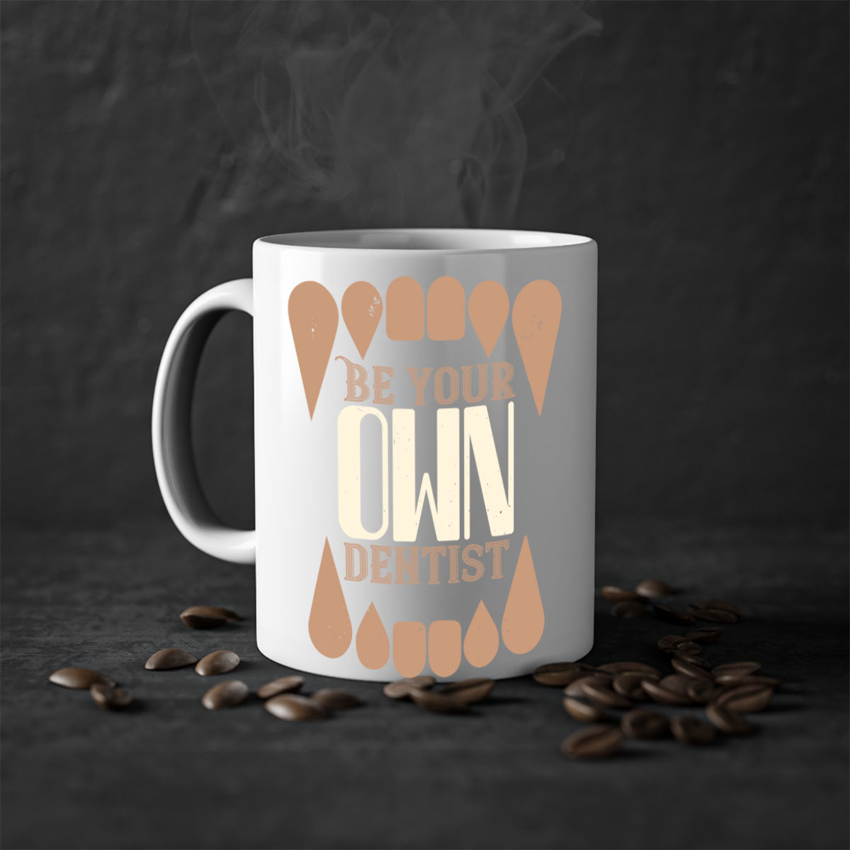 Be Your Own Dentist Style 2# Mug featuring a two-tone design with a colored handle and glossy finish, available in multiple colors.