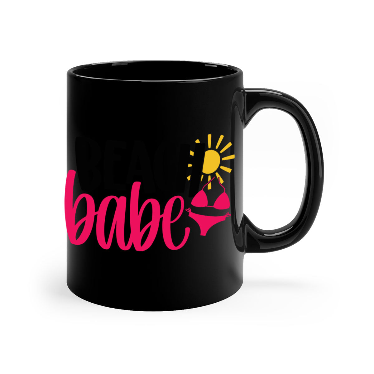 Beach Babe Style 52# Mug featuring a two-tone design with a colored handle and glossy finish, available in multiple colors.