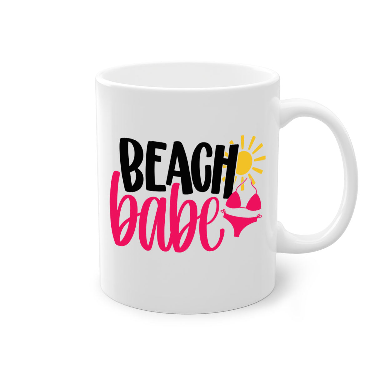 Beach Babe Style 52# Mug featuring a two-tone design with a colored handle and glossy finish, available in multiple colors.