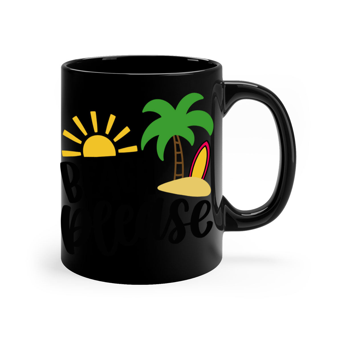 Beach Please Style 51# Mug with a glossy finish, featuring a colored handle and interior, available in multiple colors.