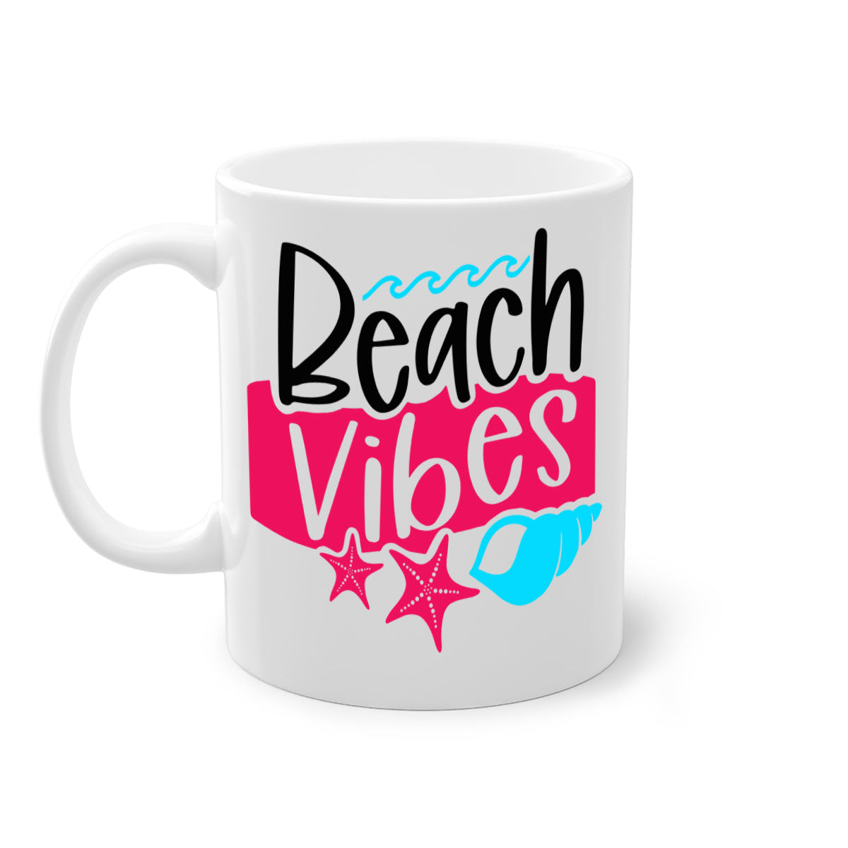 Beach Vibes Style 50# Mug featuring a two-tone design with a colored handle and interior, available in multiple colors and sizes.