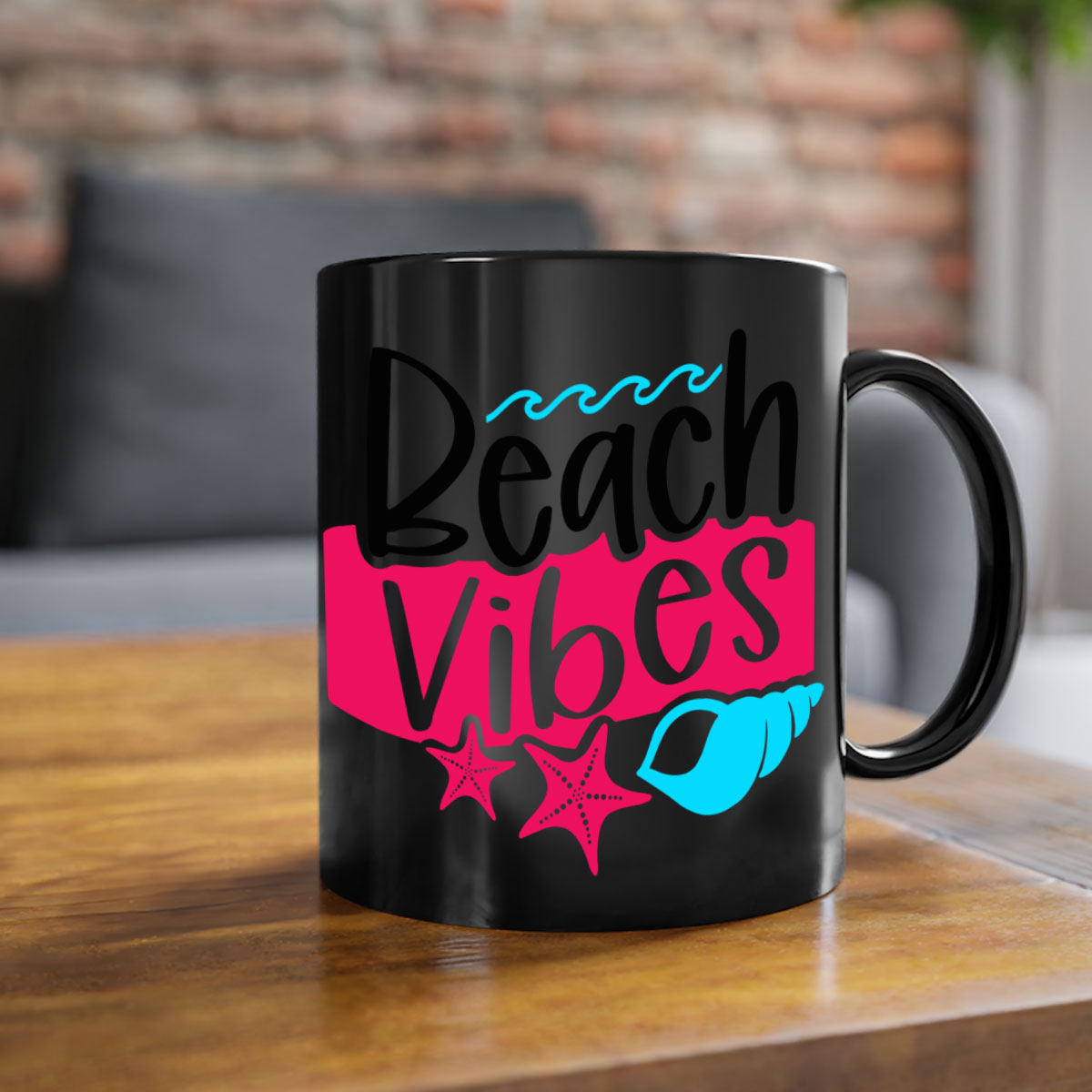 Beach Vibes Style 50# Mug featuring a two-tone design with a colored handle and interior, available in multiple colors and sizes.