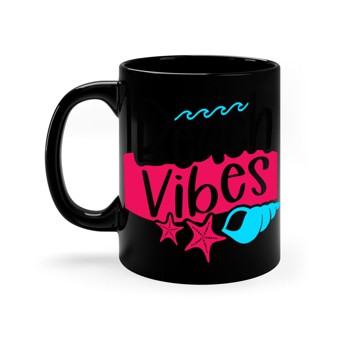Beach Vibes Style 50# Mug featuring a two-tone design with a colored handle and interior, available in multiple colors and sizes.