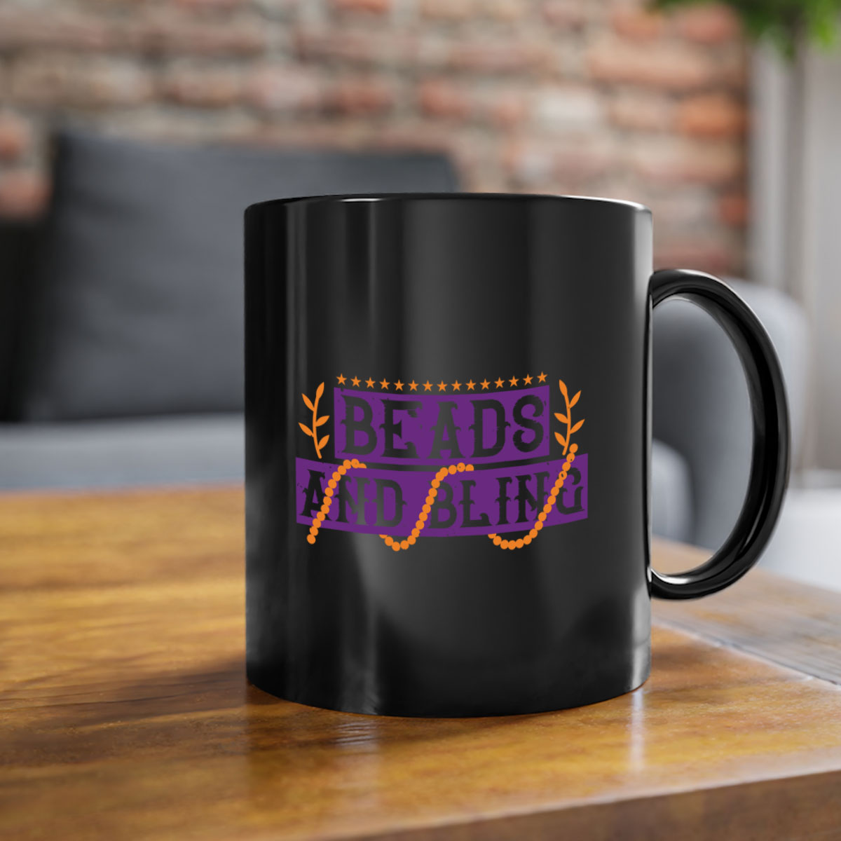 Beads and Bling 40# Mardi Gras Mug with colorful handle and glossy finish, available in multiple colors.