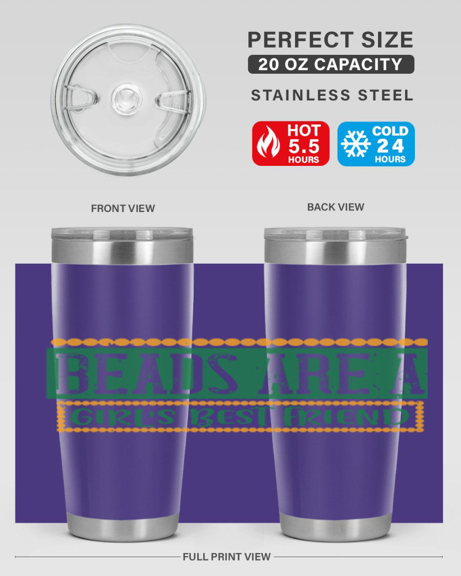 A vibrant 20oz stainless steel tumbler with a colorful design, featuring double wall vacuum insulation and a drink-thru lid, perfect for hot and cold beverages.