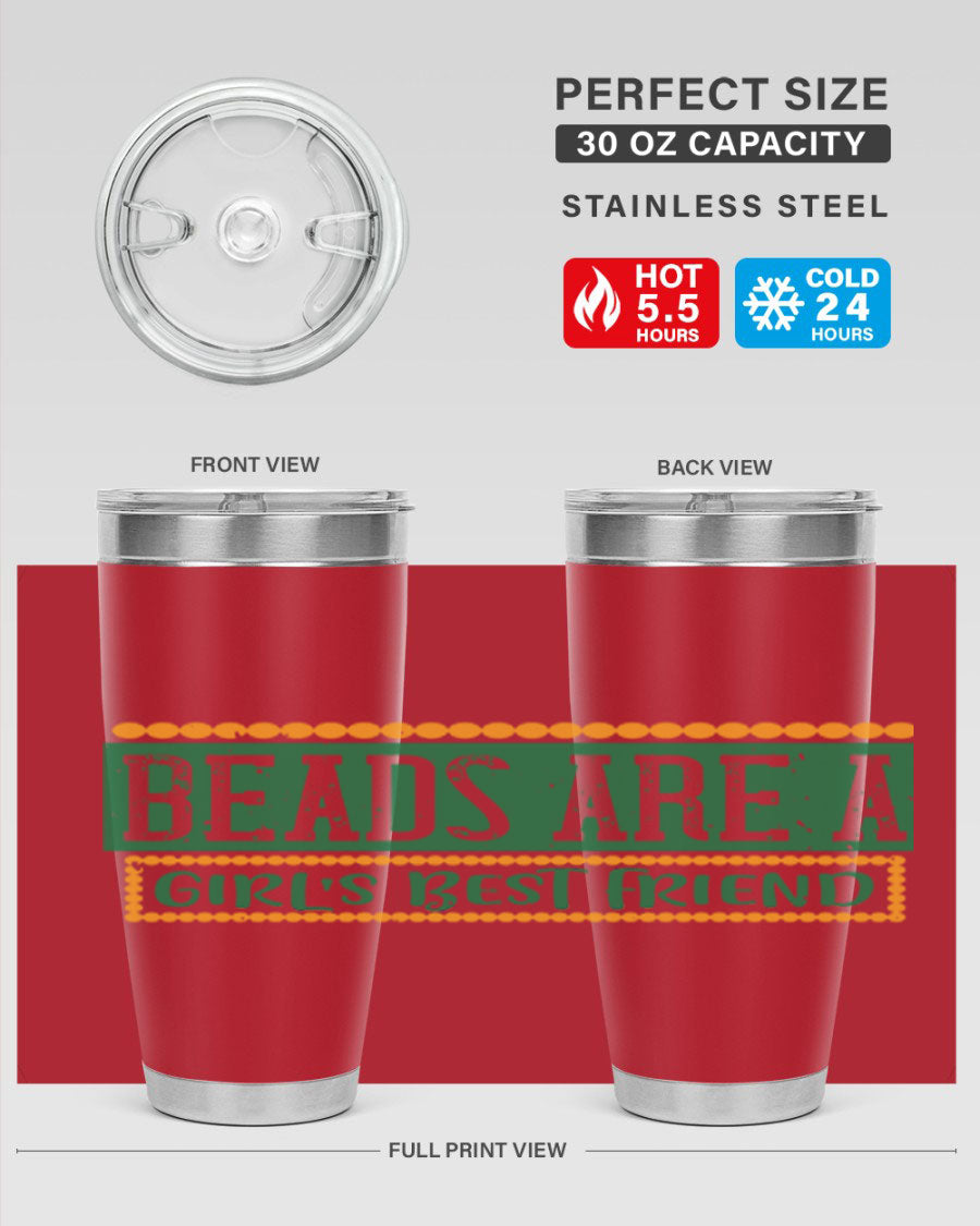 A vibrant 20oz stainless steel tumbler with a colorful design, featuring double wall vacuum insulation and a drink-thru lid, perfect for hot and cold beverages.