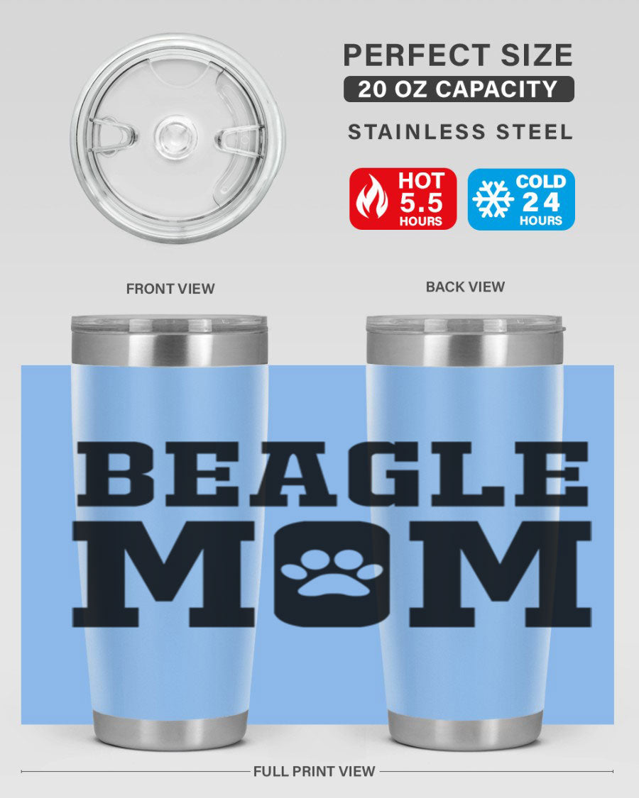 Beagle Mom 215# Tumbler in stainless steel with a vibrant design, showcasing a beagle theme, perfect for hot and cold beverages.