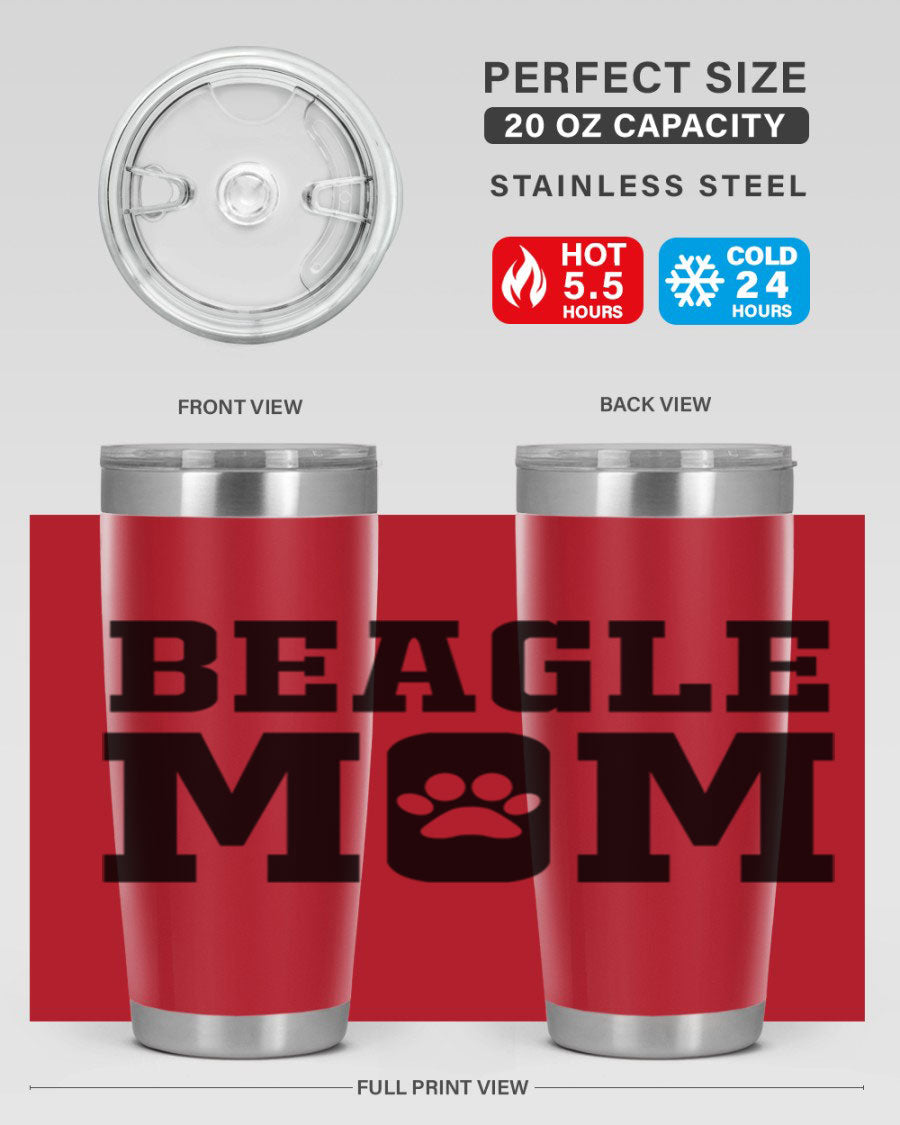 Beagle Mom 215# Tumbler in stainless steel with a vibrant design, showcasing a beagle theme, perfect for hot and cold beverages.