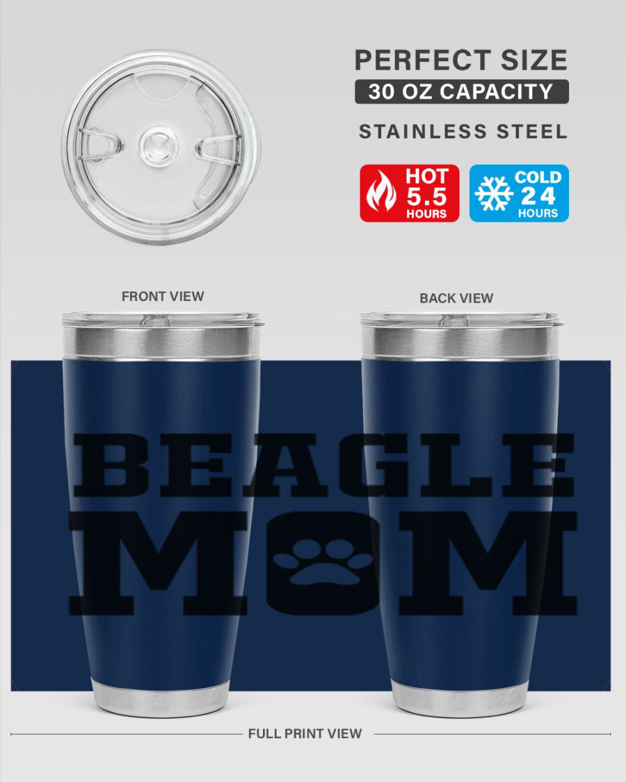 Beagle Mom 215# Tumbler in stainless steel with a vibrant design, showcasing a beagle theme, perfect for hot and cold beverages.