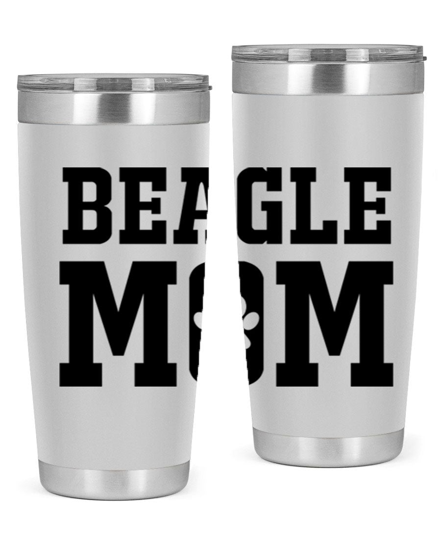 Beagle Mom 215# Tumbler in stainless steel with a vibrant design, showcasing a beagle theme, perfect for hot and cold beverages.
